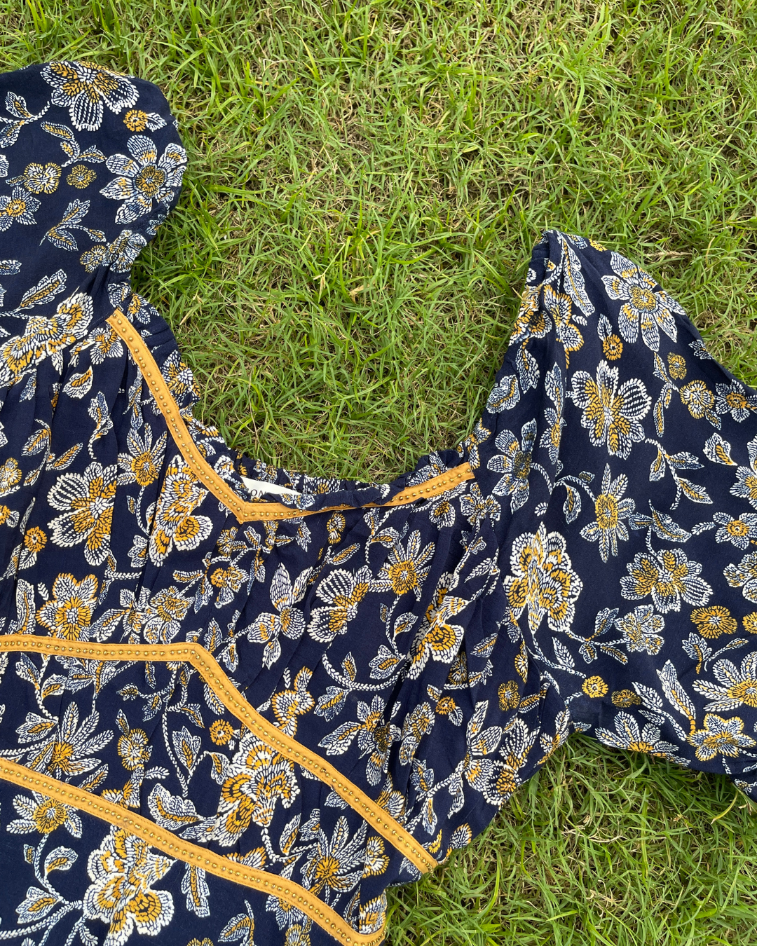 Navy Flora Dress(L)