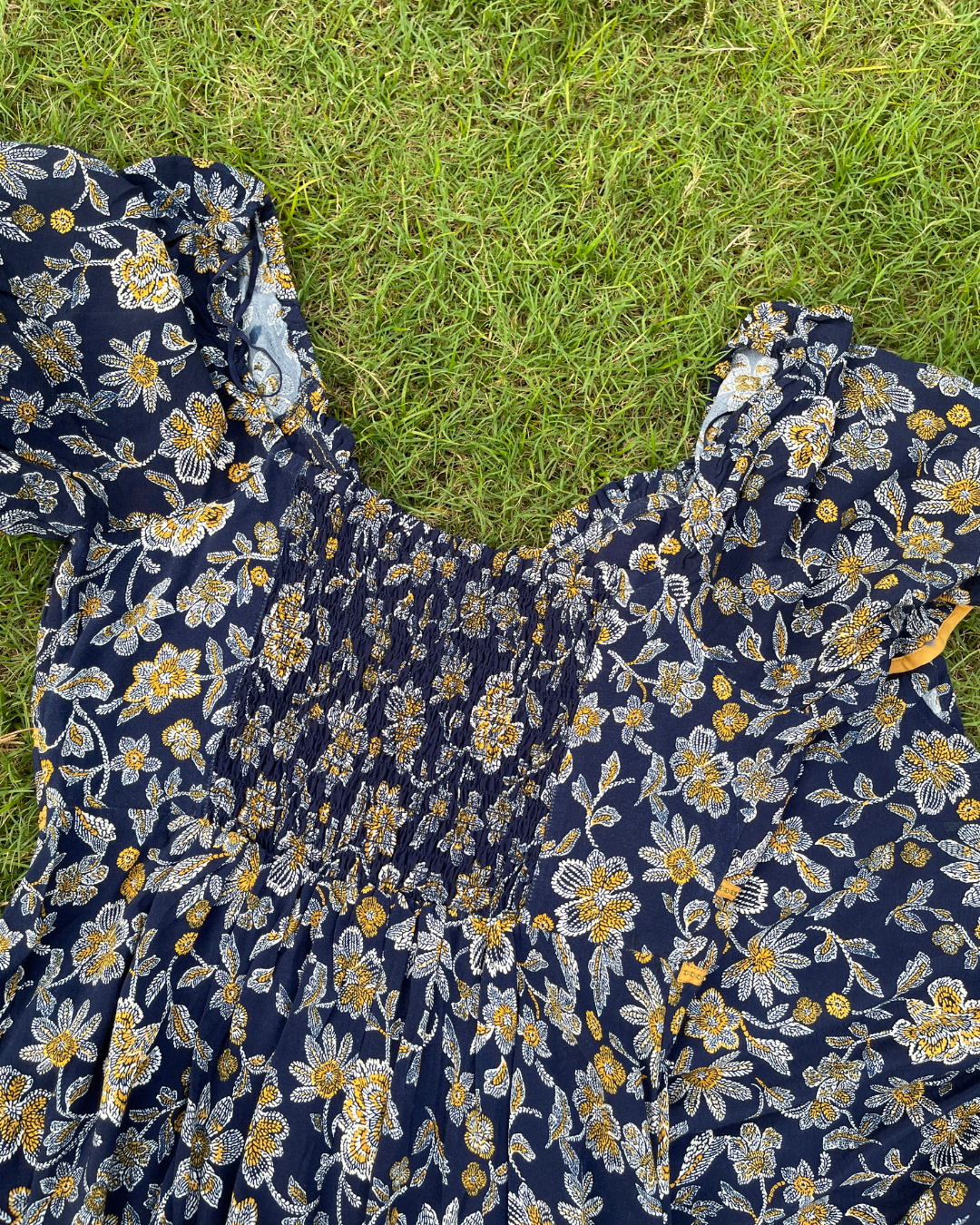 Navy Flora Dress(L)