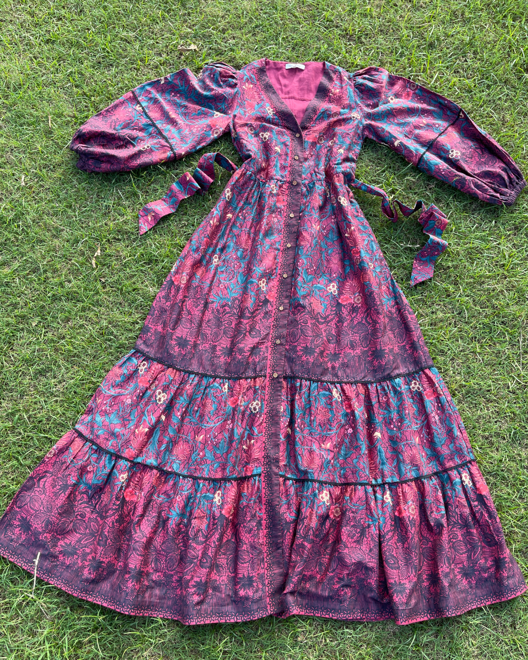 Plum Bouquet Dress(M)