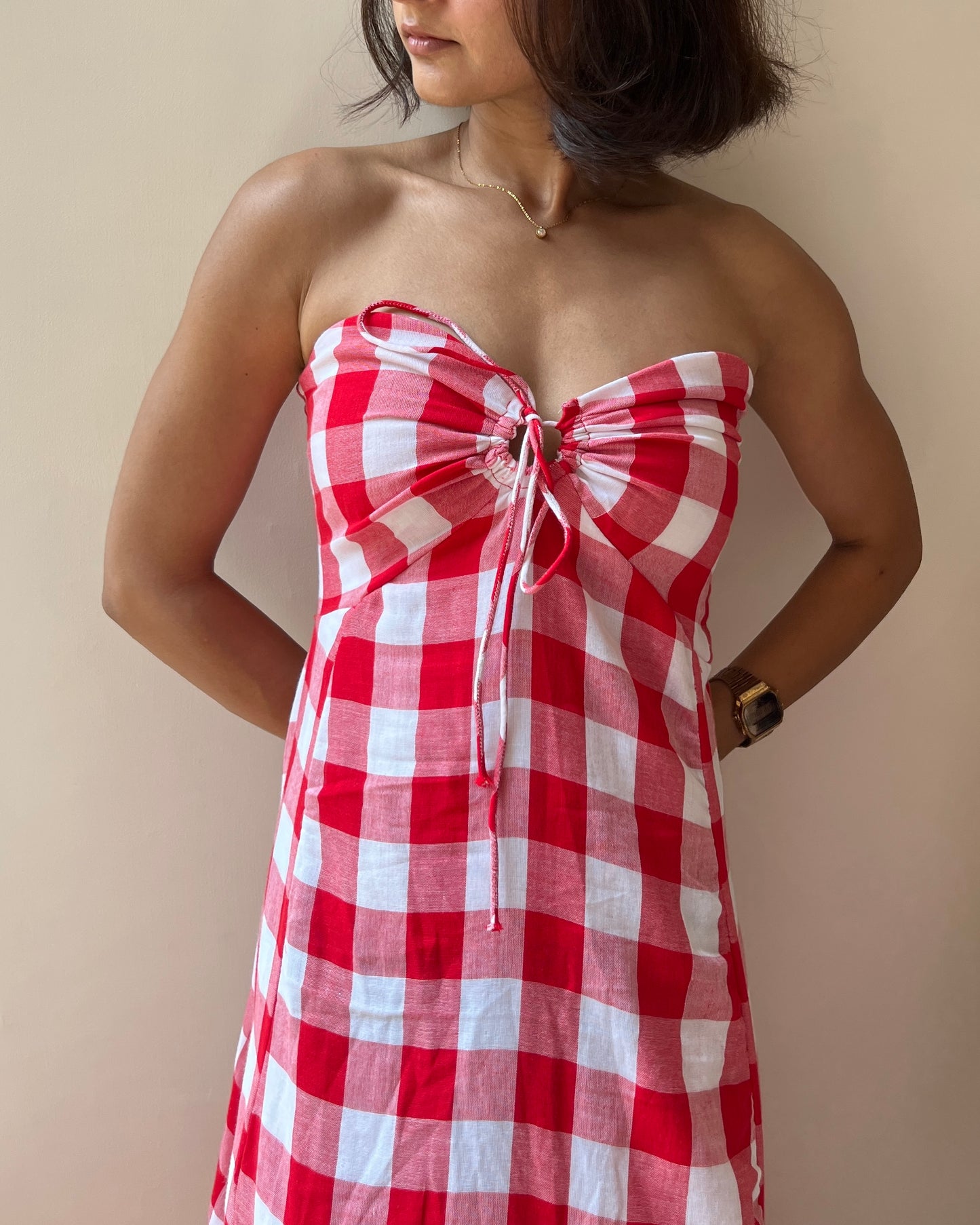 Red Plaid Dress (XS-M)