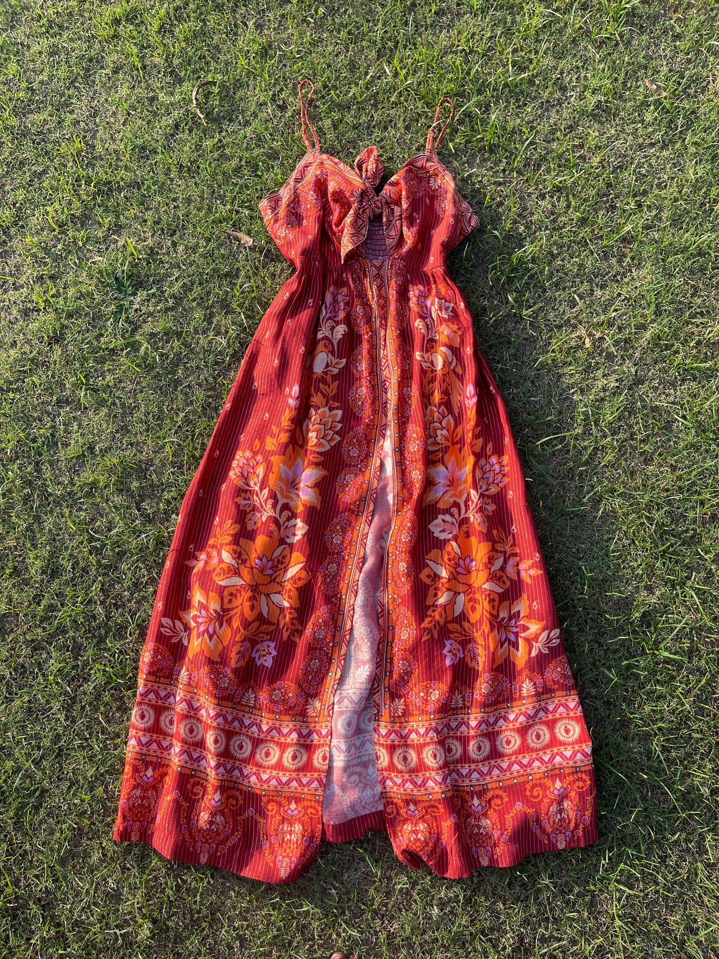 Crimson Sunset Maxi Dress ( S & M)