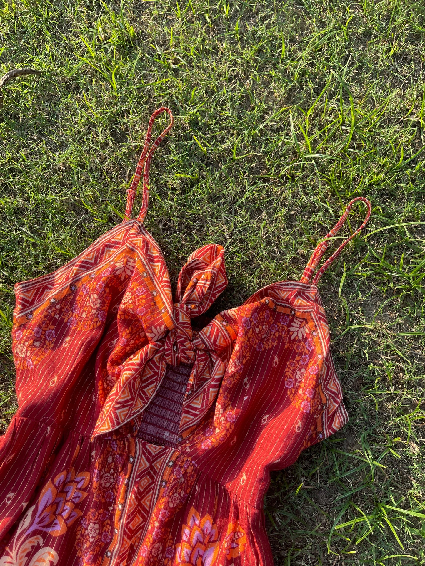 Crimson Sunset Maxi Dress ( S & M)