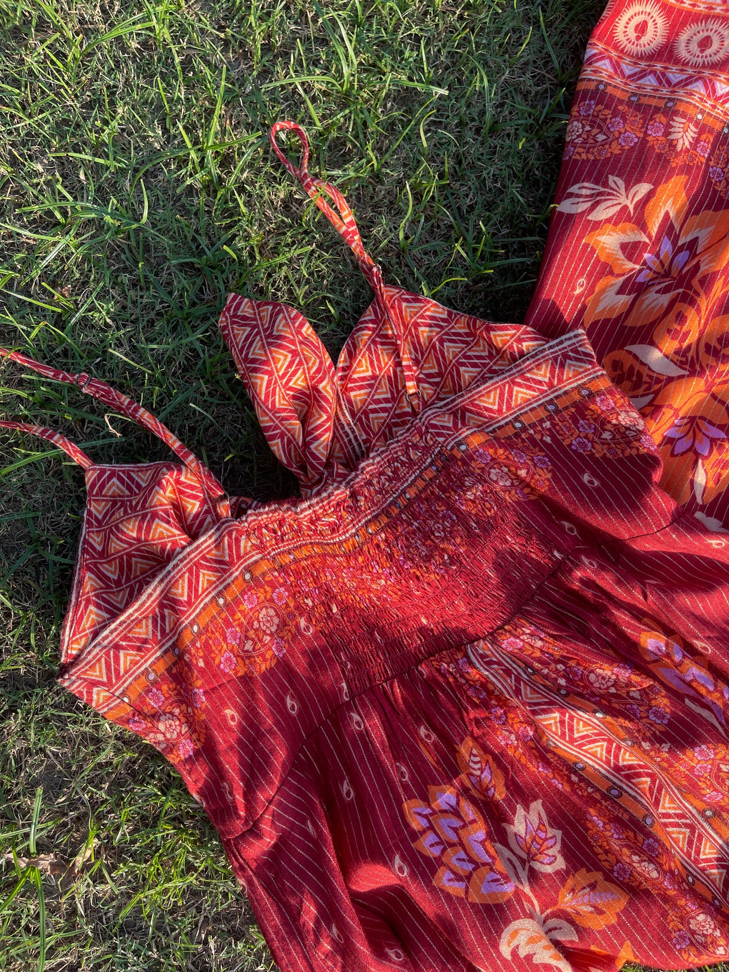 Crimson Sunset Maxi Dress ( S & M)