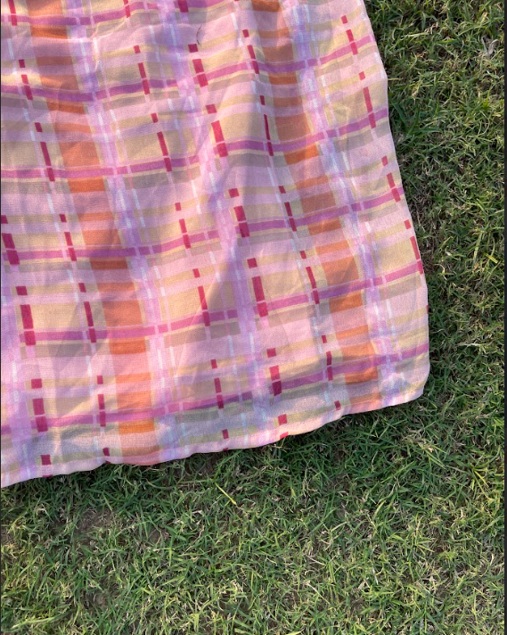 Peach Plaid Jumpsuit (XS)