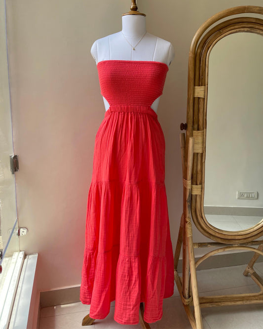 Crimson Hour Maxi Dress (XXS,XS)