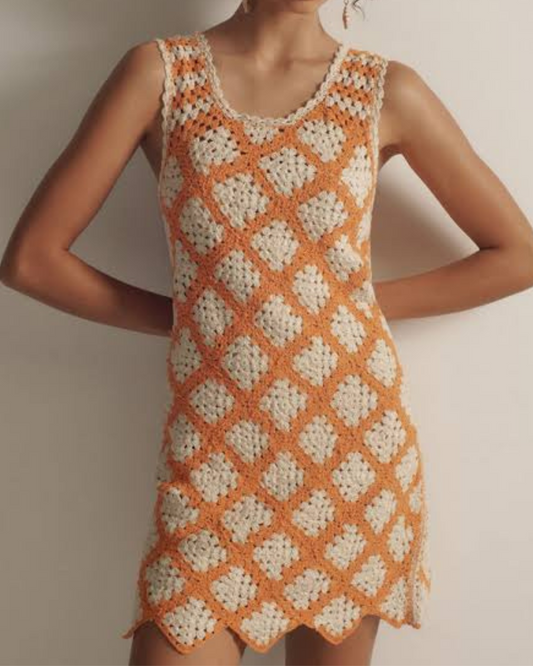 Tangerine Crochet Dress