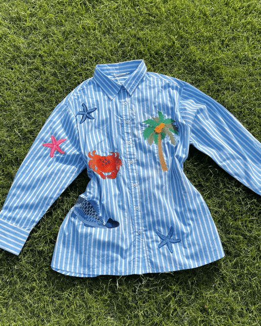 Embroidered Oversized Vacationer Shirt (L, XL, XX)