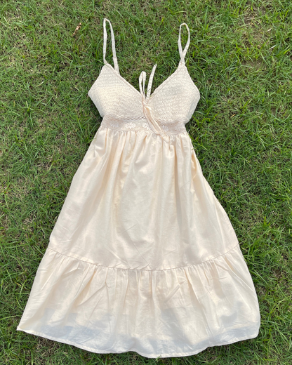 Beige Smocked Dress (XS & L)