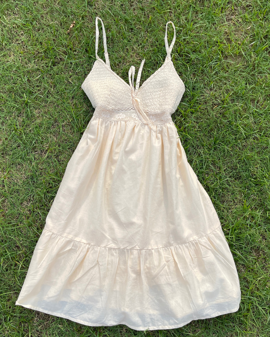 Beige Smocked Dress (XS,M & L)