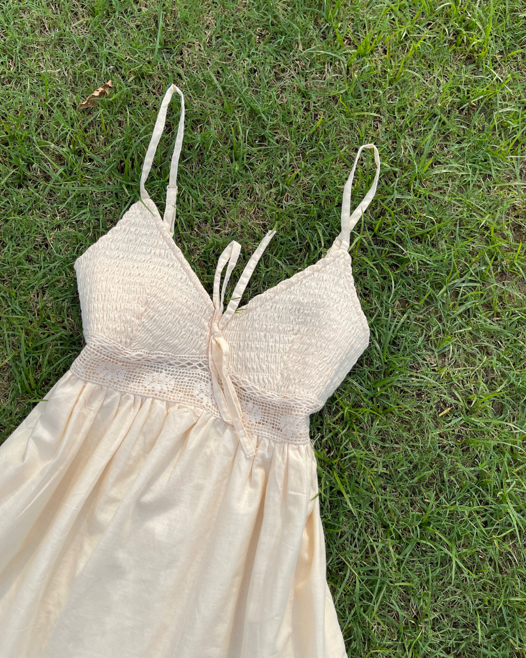Beige Smocked Dress (XS,M & L)