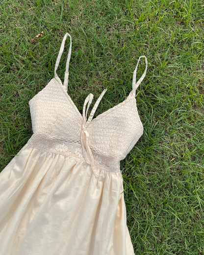 Beige Smocked Dress (XS & L)