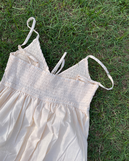 Beige Smocked Dress (XS & L)