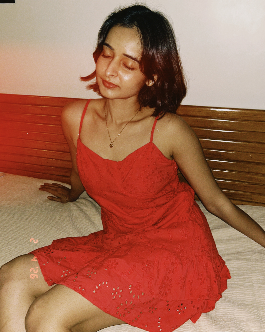 Rosé Bloom Eyelet Dress (S)