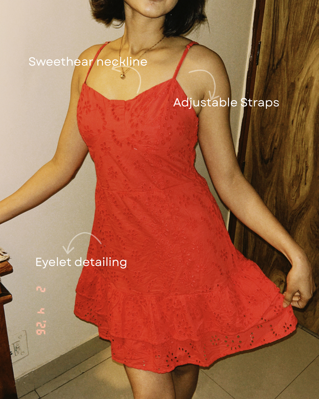 Rosé Bloom Eyelet Dress (S)