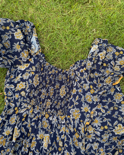 Navy Flora Dress(L)