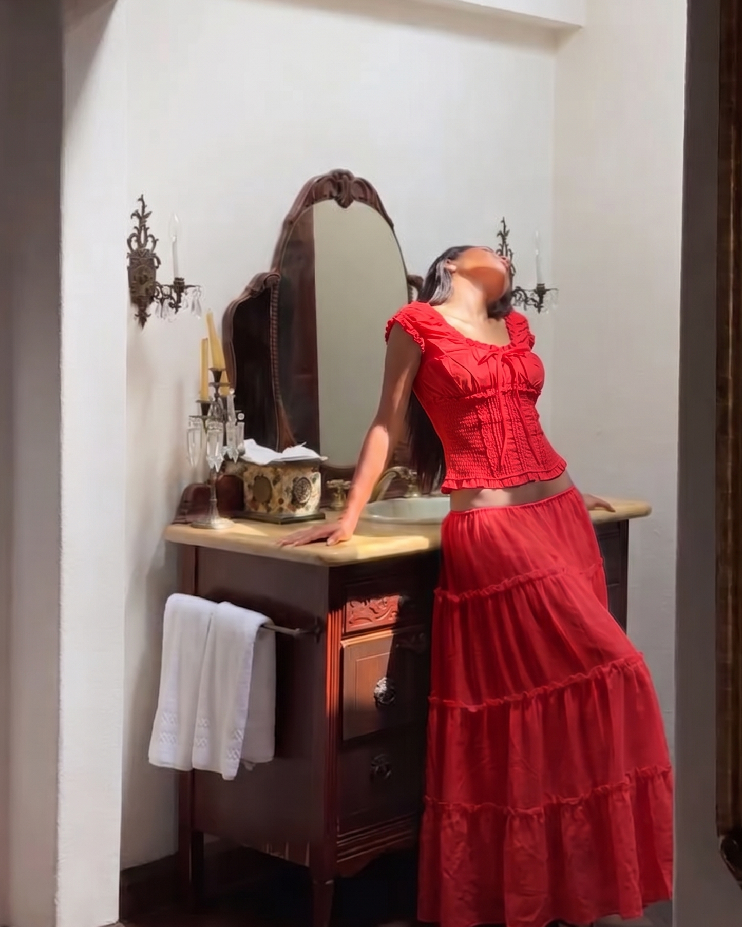 Milkmaid Blouse Red