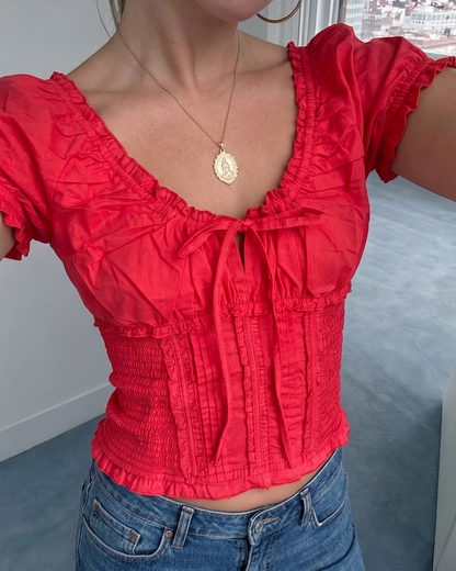 Milkmaid Blouse Red