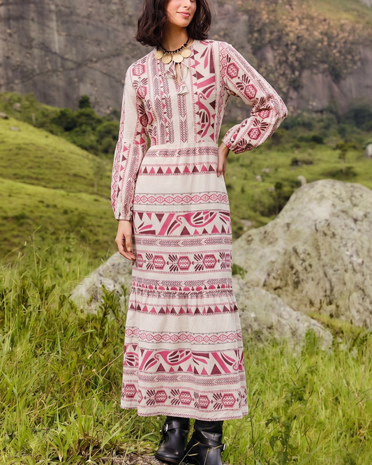 Crimson Folk Dress(L)