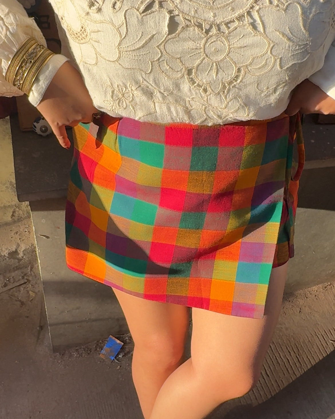 Poppins Madras Checks  A line Skorts