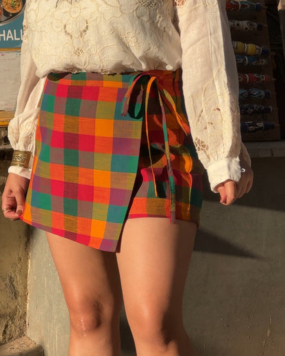 Poppins Madras Checks  A line Skorts