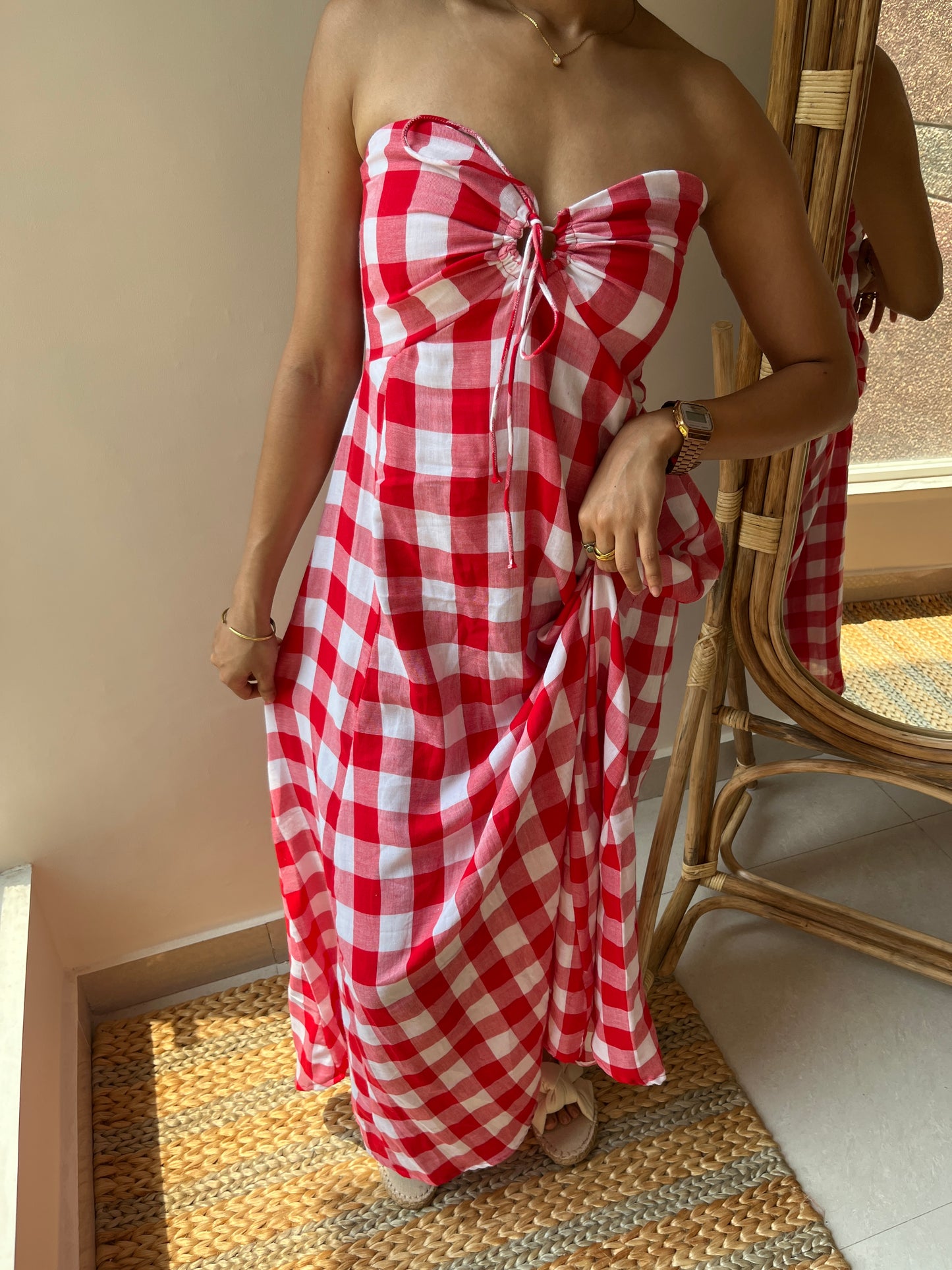 Red Plaid Dress (XS-M)