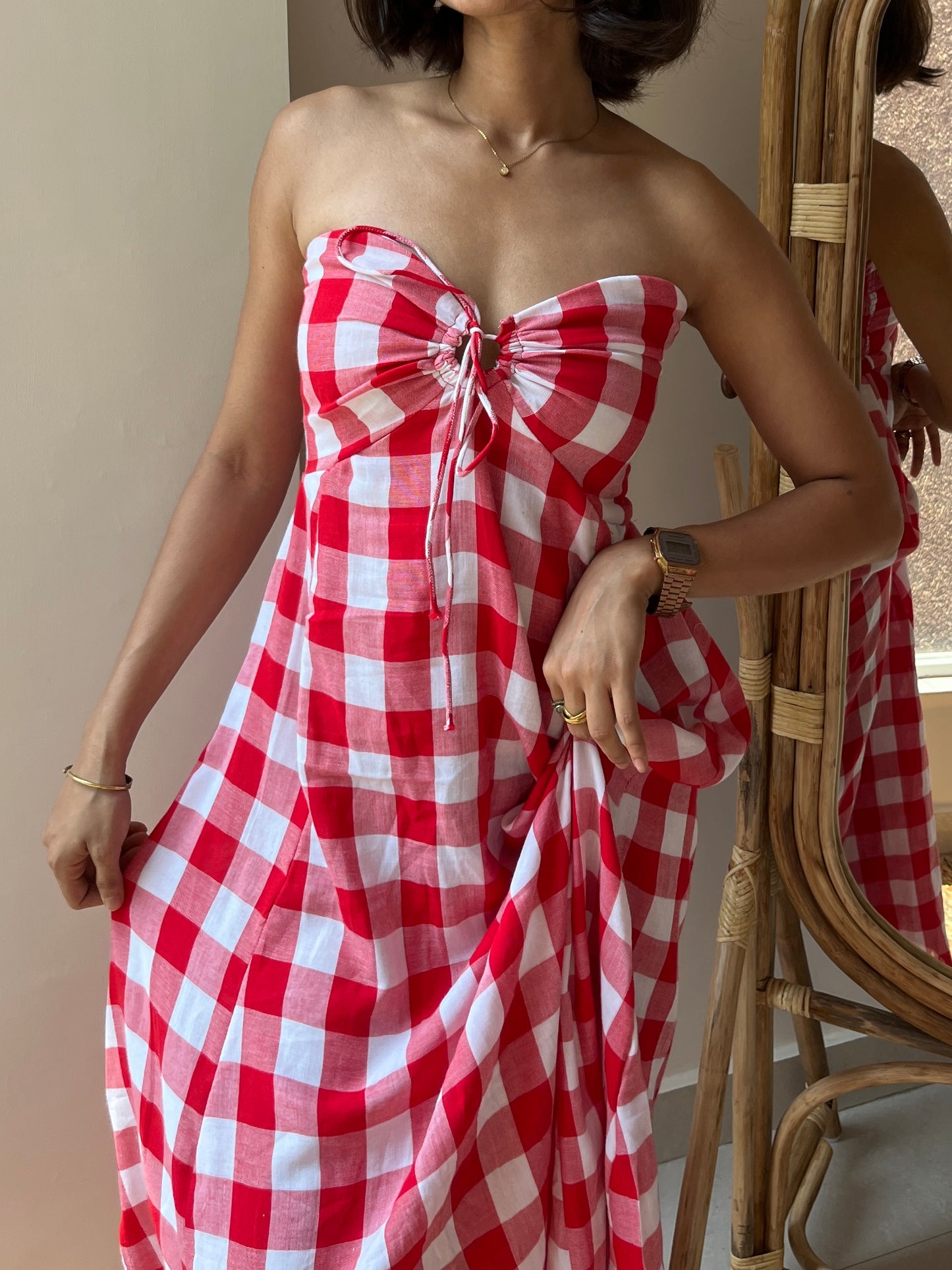 Red Plaid Dress (XS-M)