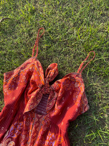 Crimson Sunset Maxi Dress ( S & M)