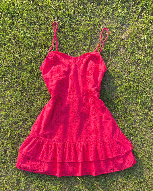 Rosé Bloom Eyelet Dress (XS)