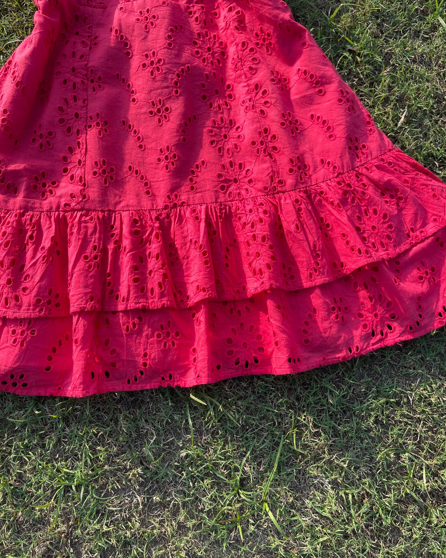 Rosé Bloom Eyelet Dress (S)