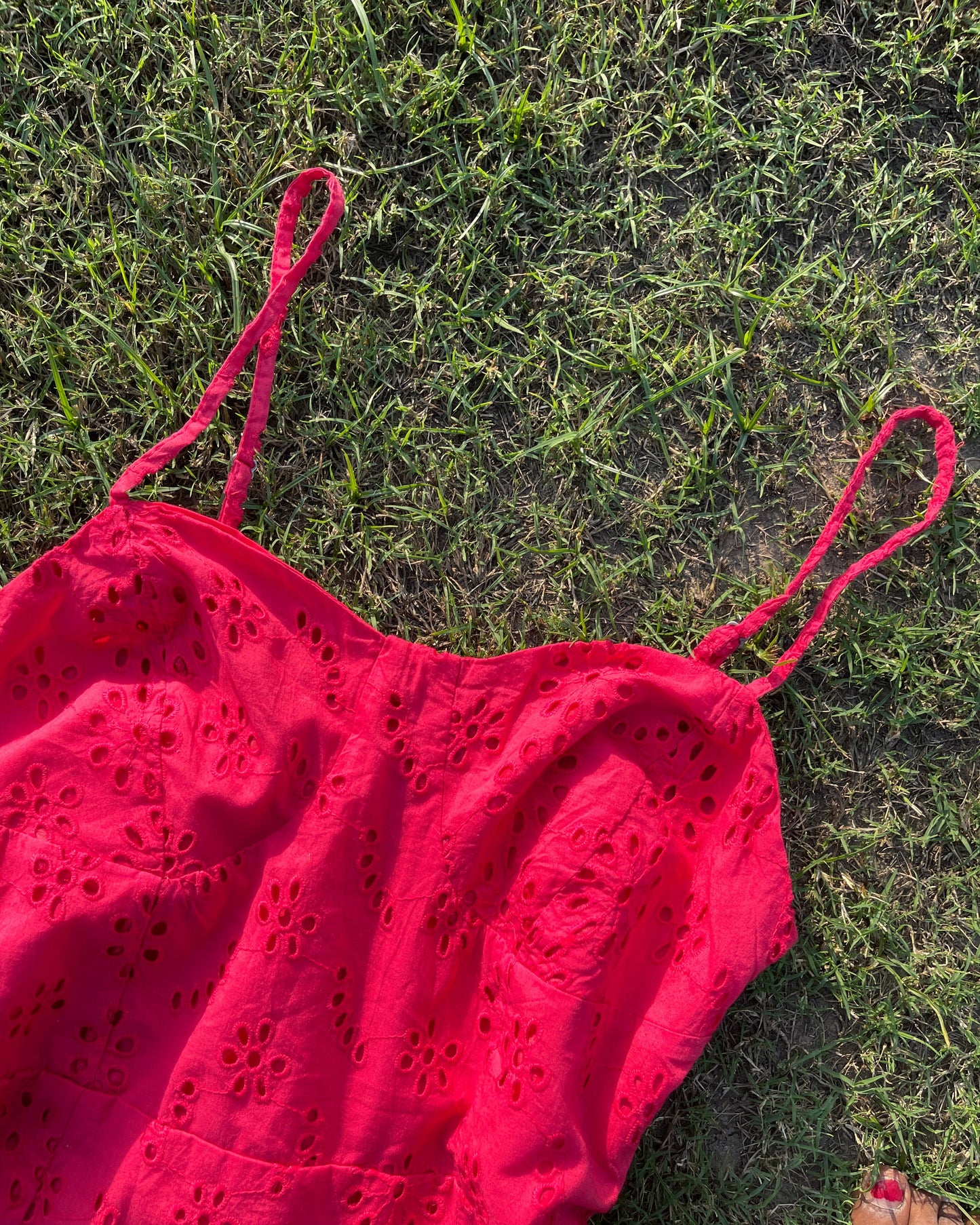 Rosé Bloom Eyelet Dress (S)