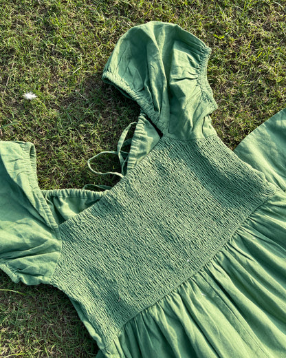 Sage Whispers Ruched Dress (XS-S)