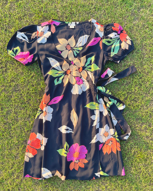 Midnight Bloom Wrap Dress (S)