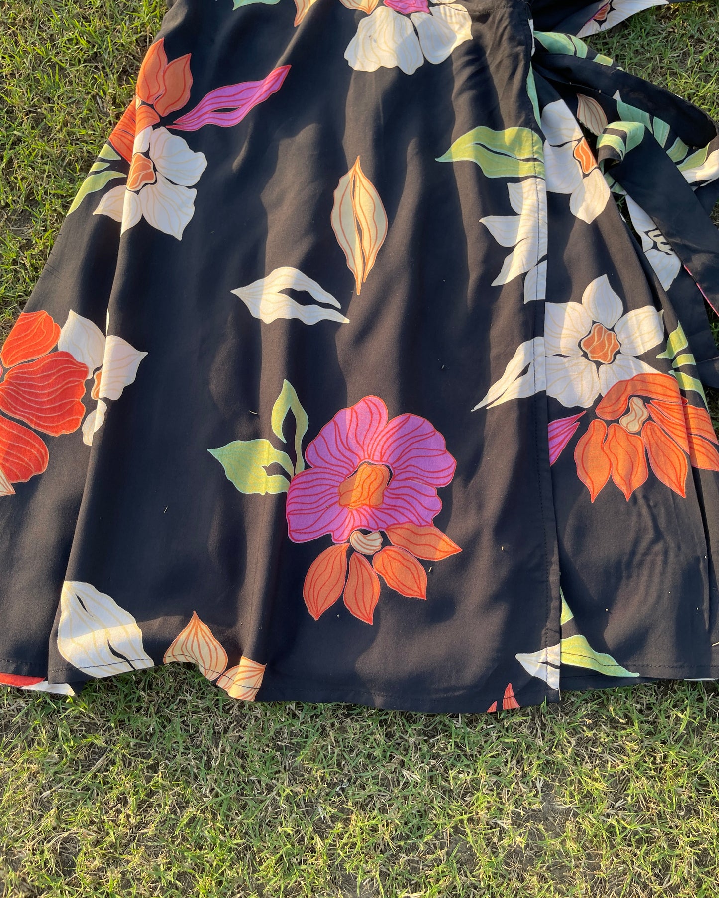 Midnight Bloom Wrap Dress (S)