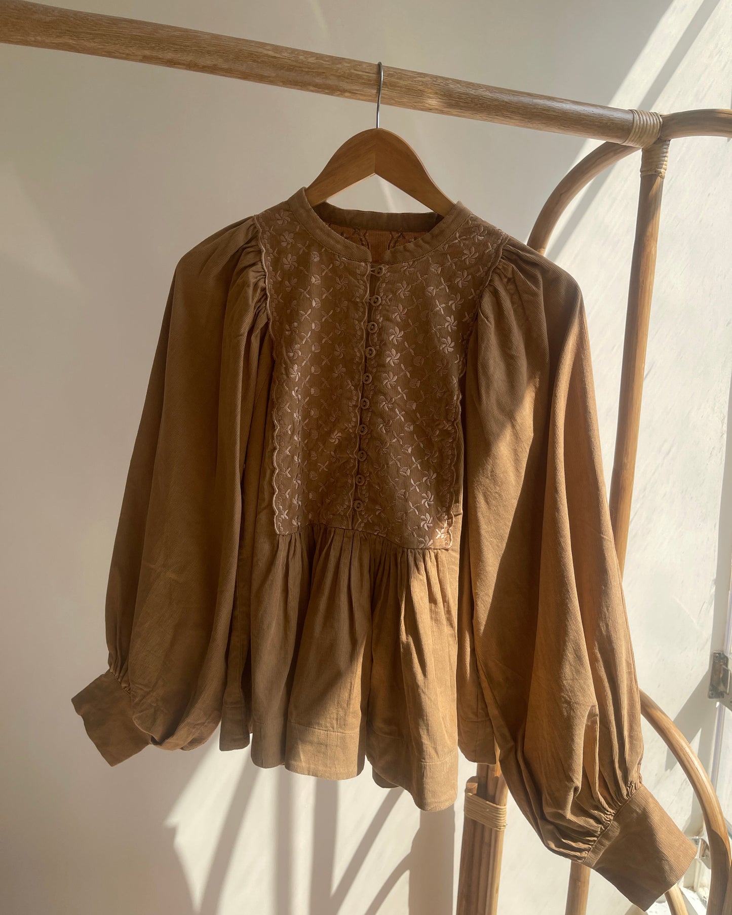 Clay Blossom Peplum Blouse (L)