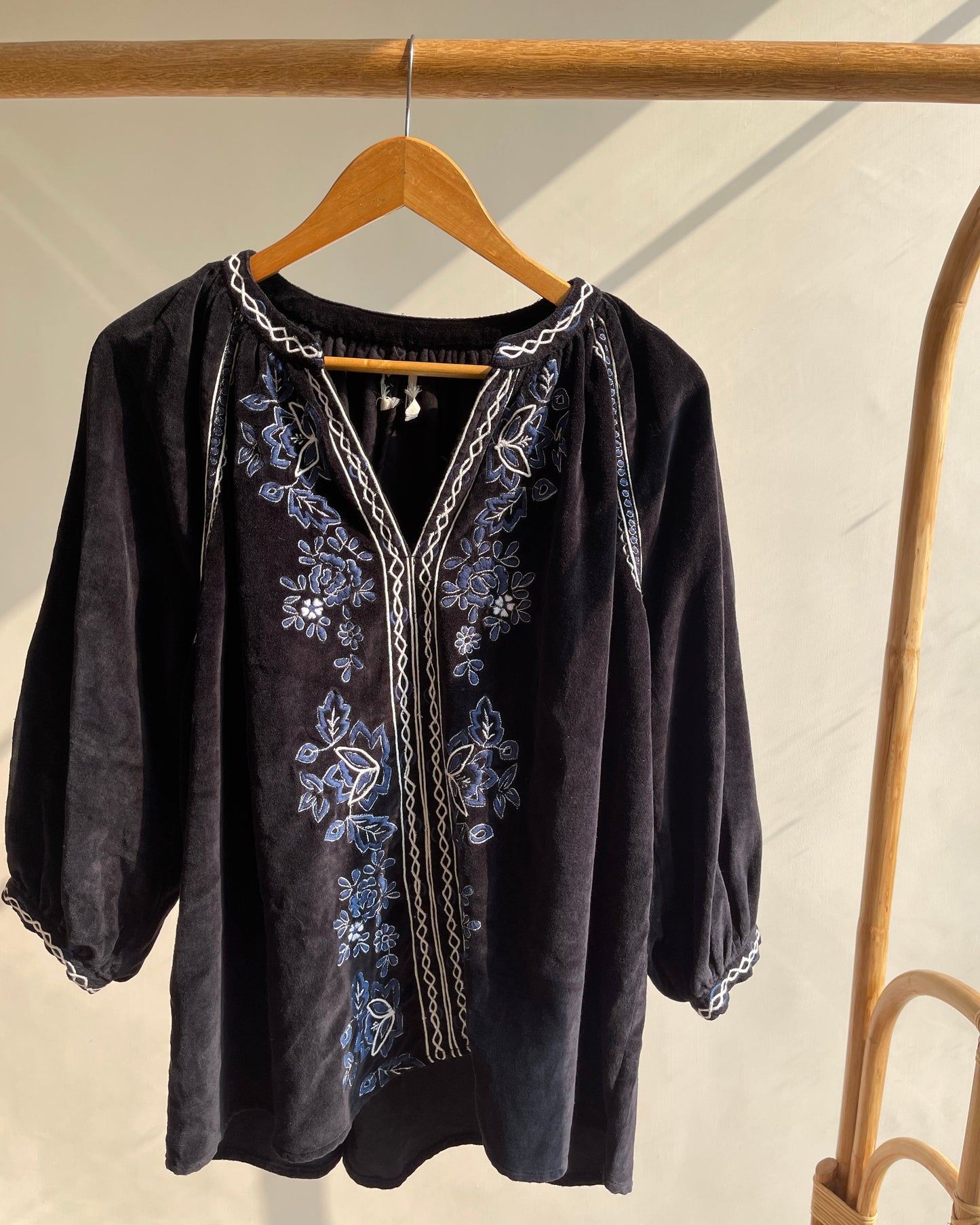 Midnight Bloom Boho Blouse (XXL)