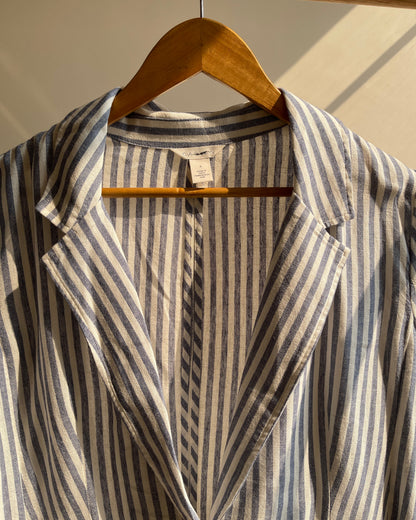 Blue White Striped Linen Blazer (L)