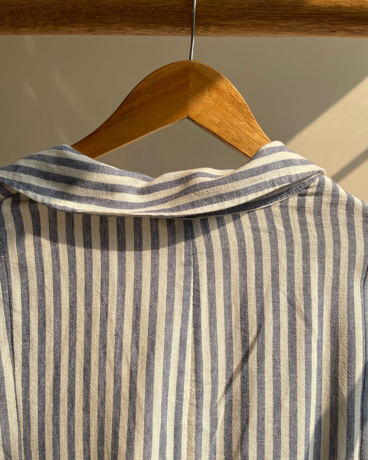 Blue White Striped Linen Blazer (L)