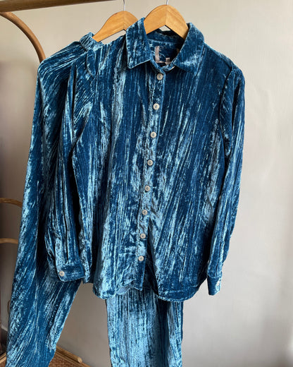 Ice Teal Crushed Velvet Co-ord Set (M)