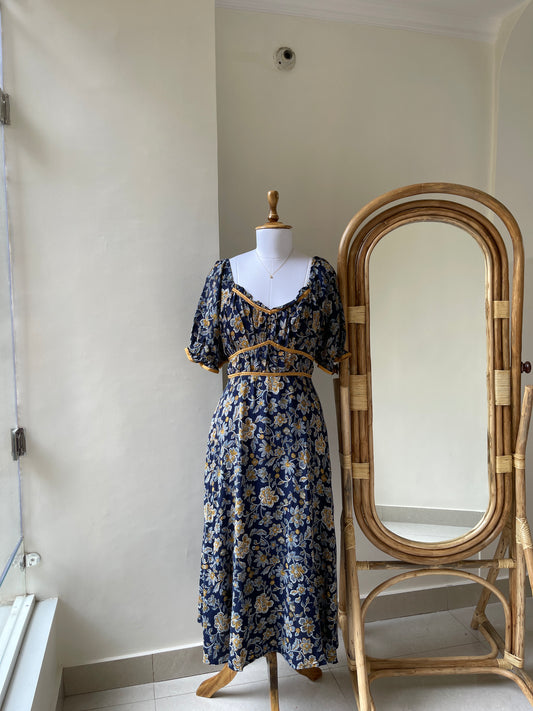 Navy Flora Dress(L)