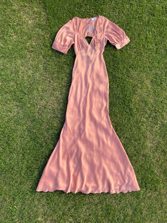 Peach Glow Satin Maxi (XS,S&M)