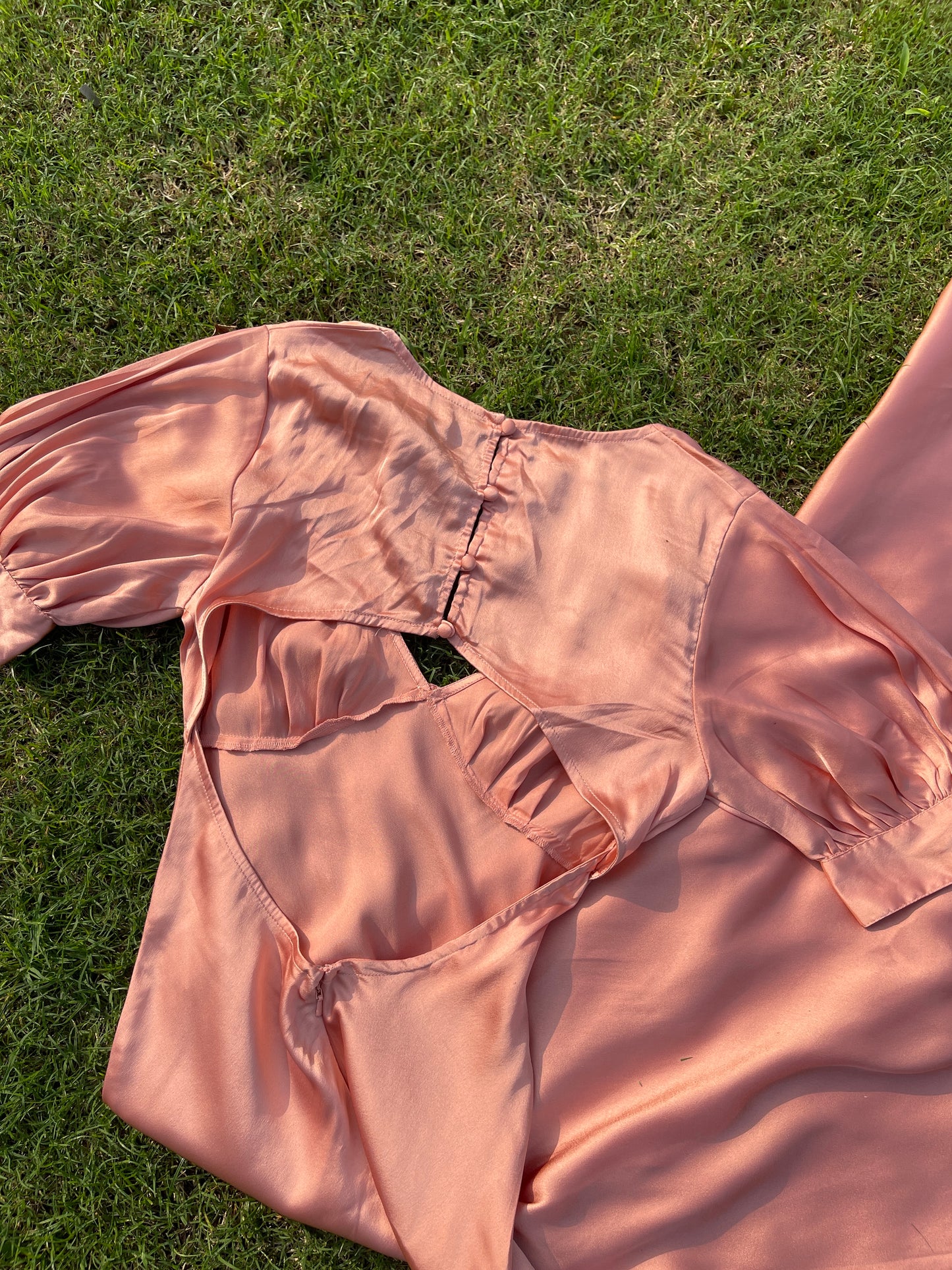 Peach Glow Satin Maxi (XS,S&M)