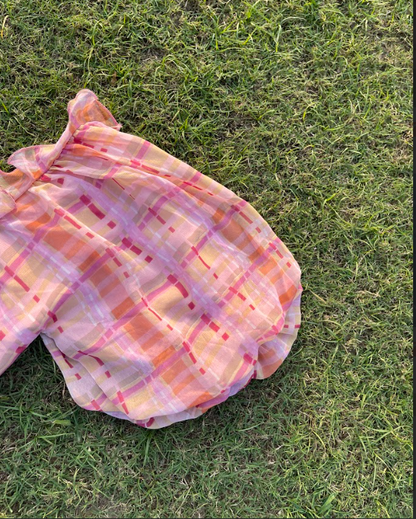 Peach Plaid Jumpsuit (XS)