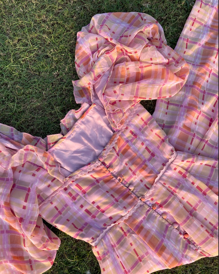 Peach Plaid Jumpsuit (XS)