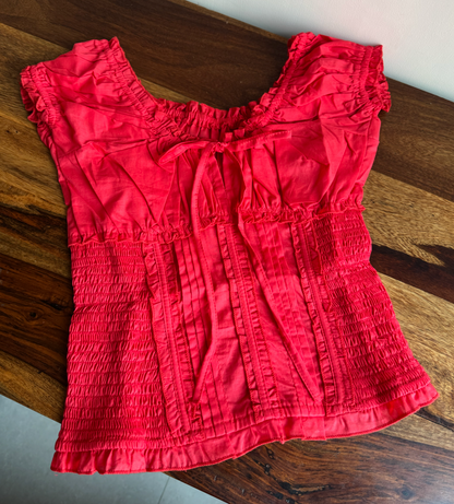 Milkmaid Blouse Red