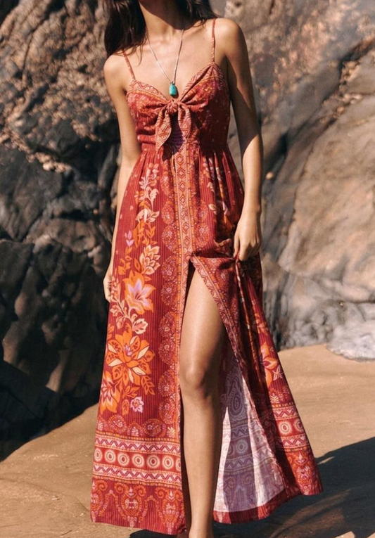 Crimson Sunset Maxi Dress ( S & M)